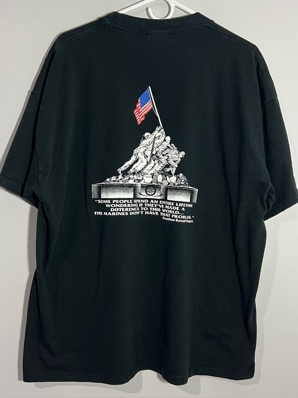 Vintage US Marines Ronald Reagan Quote Black Short Sleeve  T-Shirt Adult XL